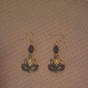 Mystic Gold and Black Mask Earrings